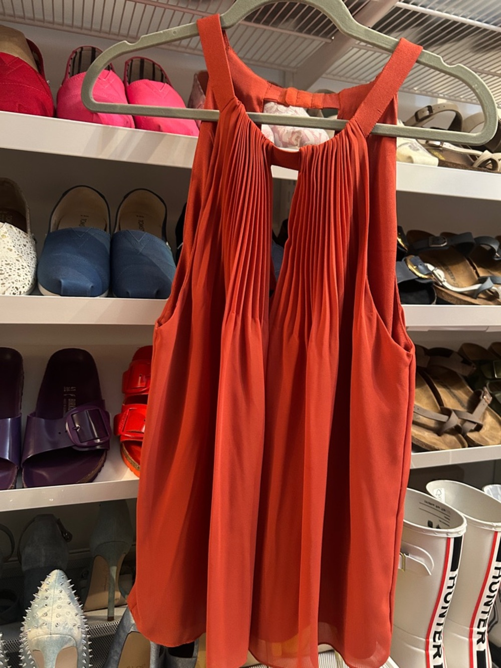 bebe Pleated Halter Top - Burnt Orange